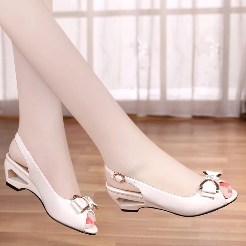 GKTINOO 2023 Summer New Style Sandals Female Summer With Wedges Open Toe Shoes White Shoes Comfortable Women's Shoes