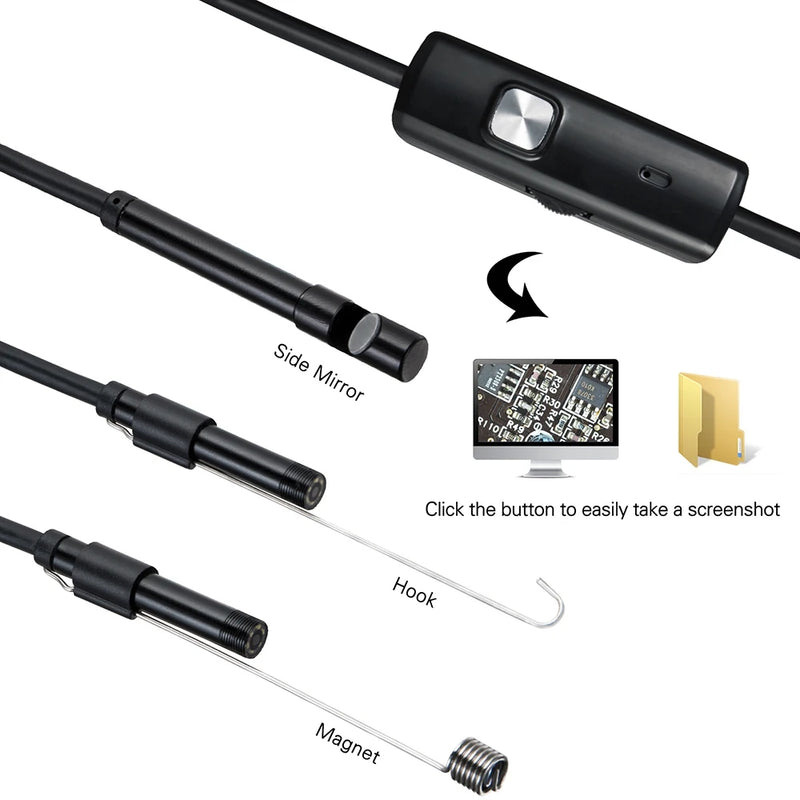 5.5 MM Endoscope Camera 6 LEDs Adjustable IP67 Waterproof USB Android Flexible Inspection Borescope Cameras for Phone PC