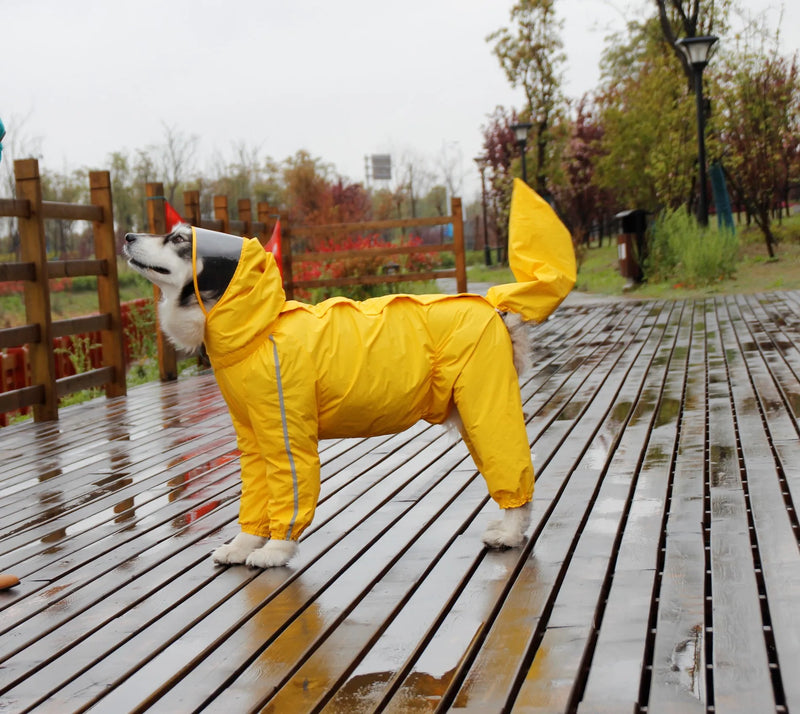 Large Dog Raincoat Waterproof Polyester Safety Reflective Stripe Rain Jacket for Golden Retriever Labrador Husky 8XL-12XL