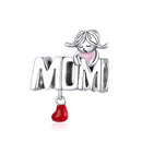 Mom Love Pendant BISAER 925 Sterling Silver Oxidized Maternal Love Mom Mother Beads Charms For Women Silver 925 Jewelry ECC1460