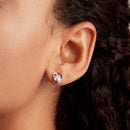 WOSTU Dog Paw Footprint Heart Earrings 100% 925 Sterling Silver Blue Zircon Earrings For Women Wedding Luxury Jewelry CQE654