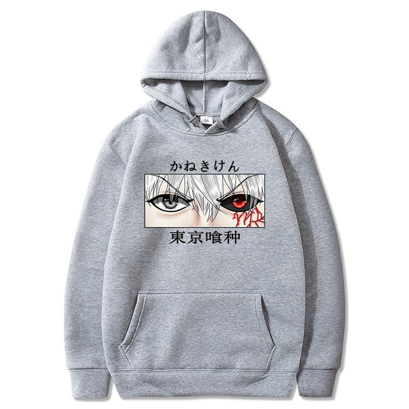 Tokyo Ghoul Kaneki Eyes Horror Printed Hoodies Cozy Tops Pullovers Hooded Sweatshirts