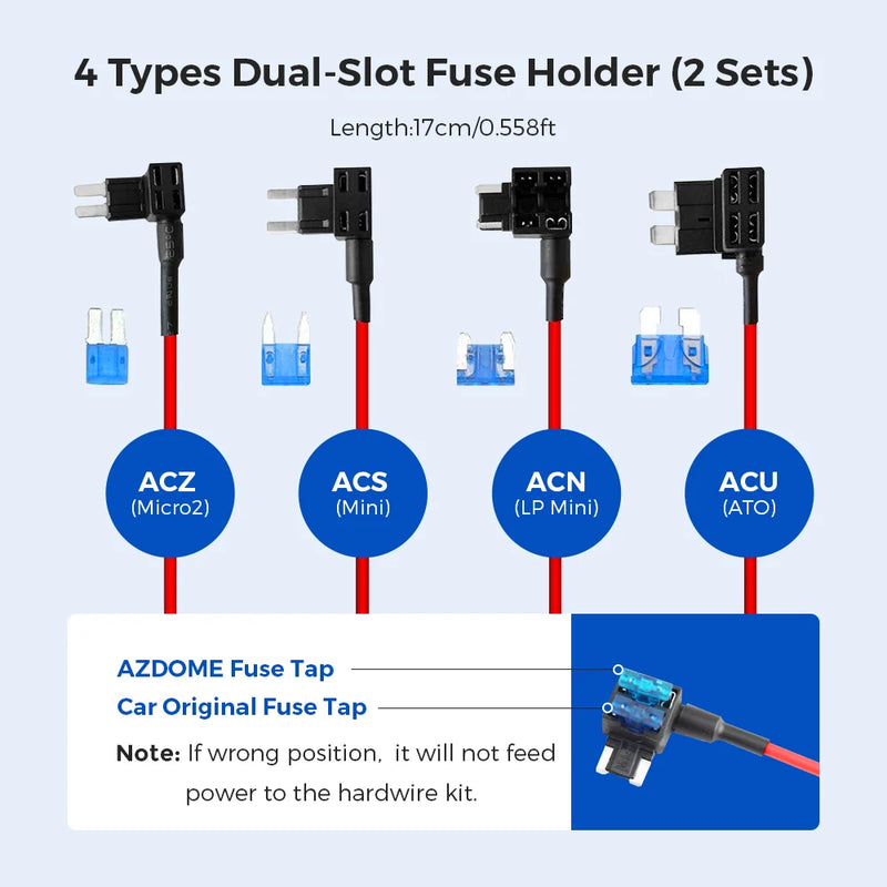 AZDOME JYX04 Car DVR HardWire Kit For M300 Low Vol Protection Micro USB Port  ACC Power Cable 12V-24V in 5V3A Out