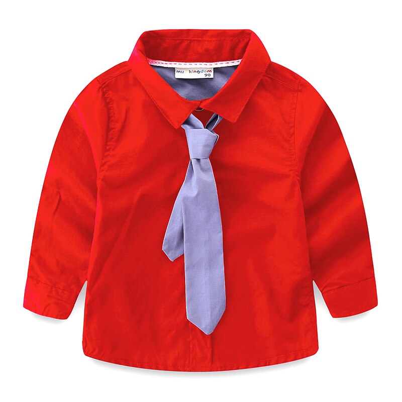 Mudkingdom Boy Shirts with Tie Cute Stars Prints Long Sleeve Dress Shirt for Boys Tops Kids Clothing Children Formal Shirts
