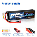 Zeee 3S 9000mAh Lipo Battery 11.1V 100C Deans Connector with Metal Plates for RC Car Truck Buggy Tank RC Hobby Models RC Parts