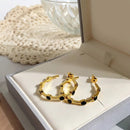 Brass With 18K Gold Geo Natural Stone Enemal Drop Earrings  Women  Jewelry Punk Party Gown  Runway  Korean Japan INS Fashion