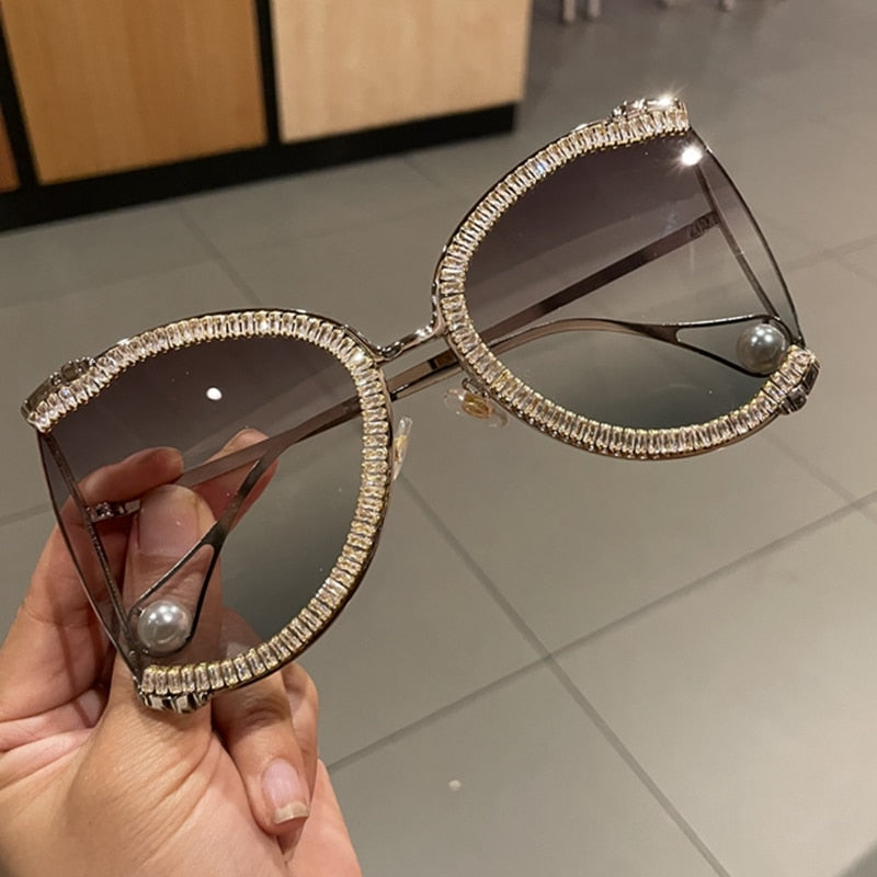 2021 Sunglasses Women Oversized CZ Diamond Designer Sun Glasses Ladies Luxury Glasses Shades for Women  Wholesale Bulk  Oculos