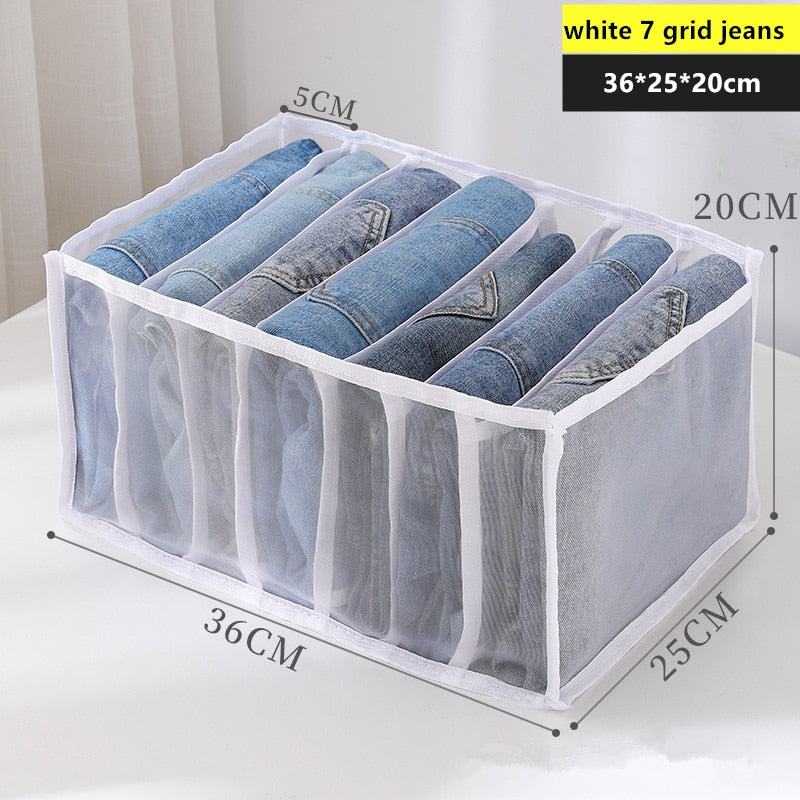 7 Grid Jeans Storage Box Closet Organizer Home Separation Bra Leggings Clothes Storage Case Drawer Wardrobe Divided Storage Bags