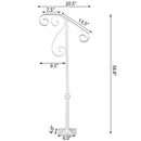 SucceBuy Single Post Handrail Wrought Iron Post Mount Step With Base Plate Fits 1Or2 Steps Grab Rail Single White/Gray Railing