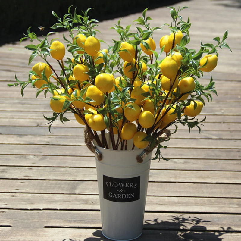 Artificial Lemon Bunch Imitation Plants Realistic Vine 50cm Wedding Home Decor Party Fruit Props