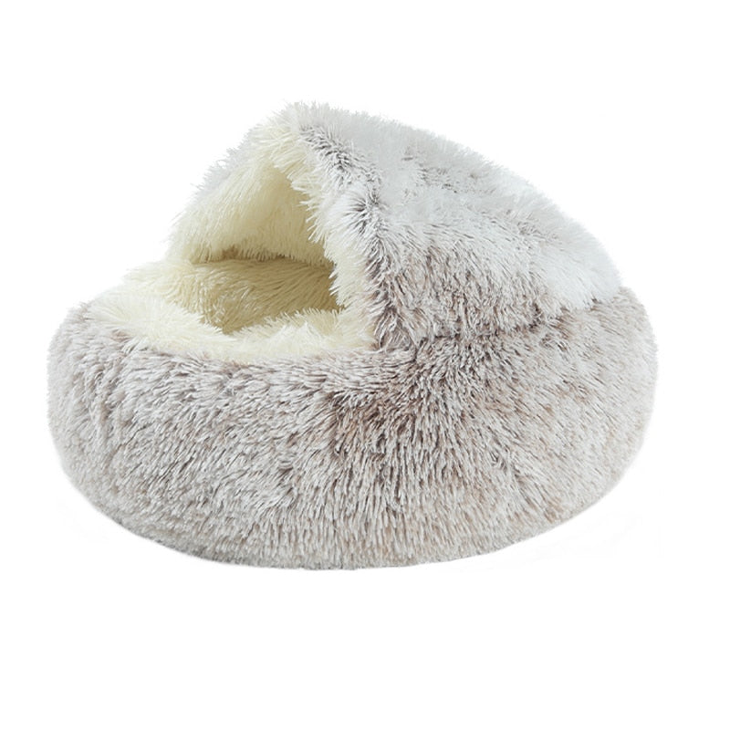 Pet Dog Bed Cat Bed Round Plush Cat Warm Bed House Soft Long Plush Bed For Small Dogs For Cats Nest 2 In 1 Cat Bed