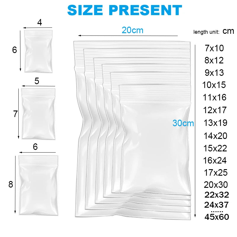 Wholesale Clear Ziplock Zip Zipped Lock bag Food Storage Package Thicken Small Jewelry packing Plastic Reclosable Poly Zip bags