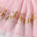 VIKITA Girl Unicorn Dresses Autumn Long Sleeve Sequins Vestidos Christmas Birthday Party Mesh Princess Dress Children Clothing