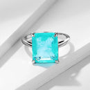 Kuololit Paraiba Gemstone Rings for Women Solid 925 Sterling Silver Emerald Cutting Tourmaline Handmade Engagement Bride Jewelry