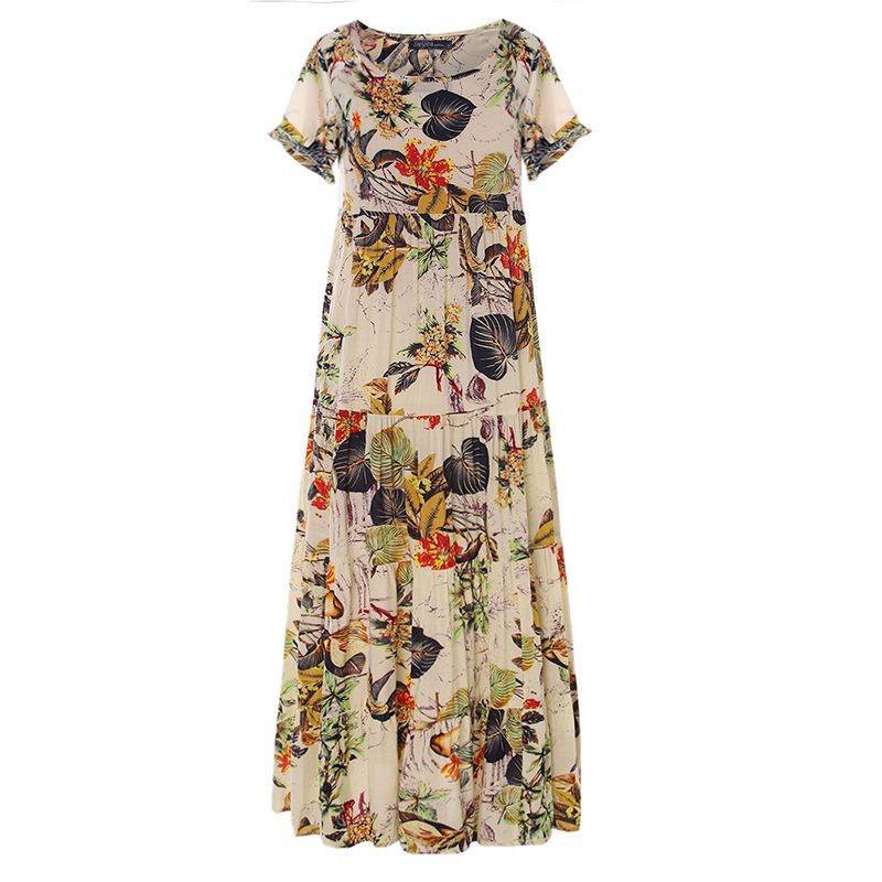 ZANZEA 2023 Summer Dress Women Vintage Floral Printed Short Sleeve Sundress Ladies Bohemian Party Long Vestido Robe Loose Dress