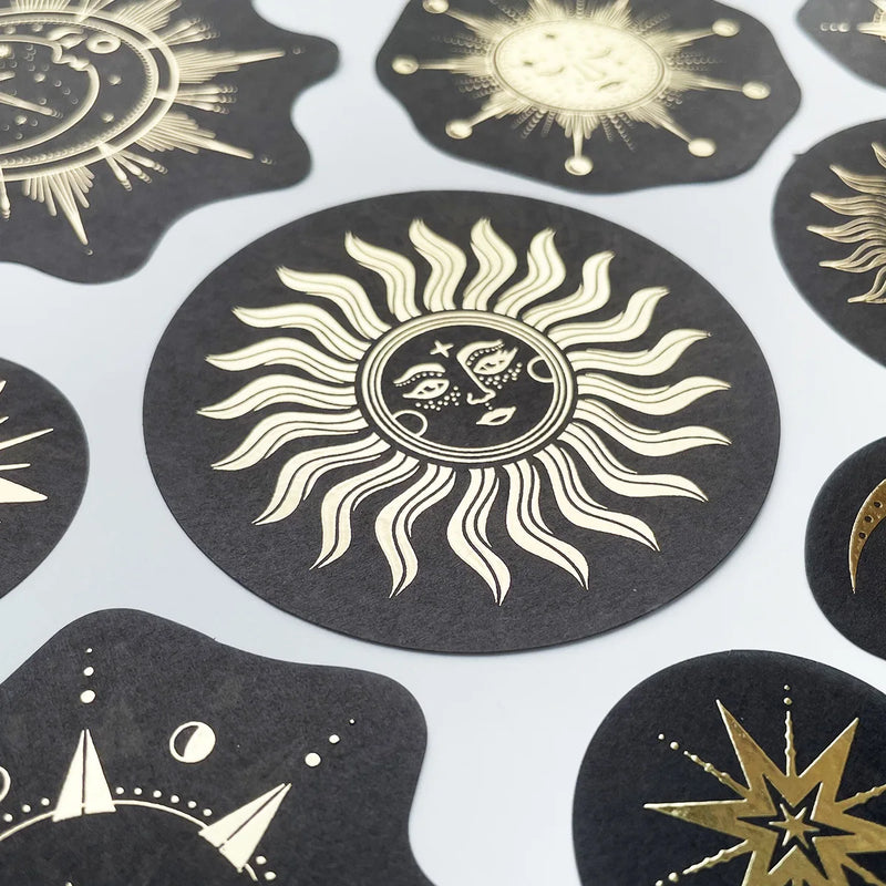 40/42/44 PCS Gold Foil Constellation Tarot Cards Stars Moons Stickers for Notebook Journal Planner