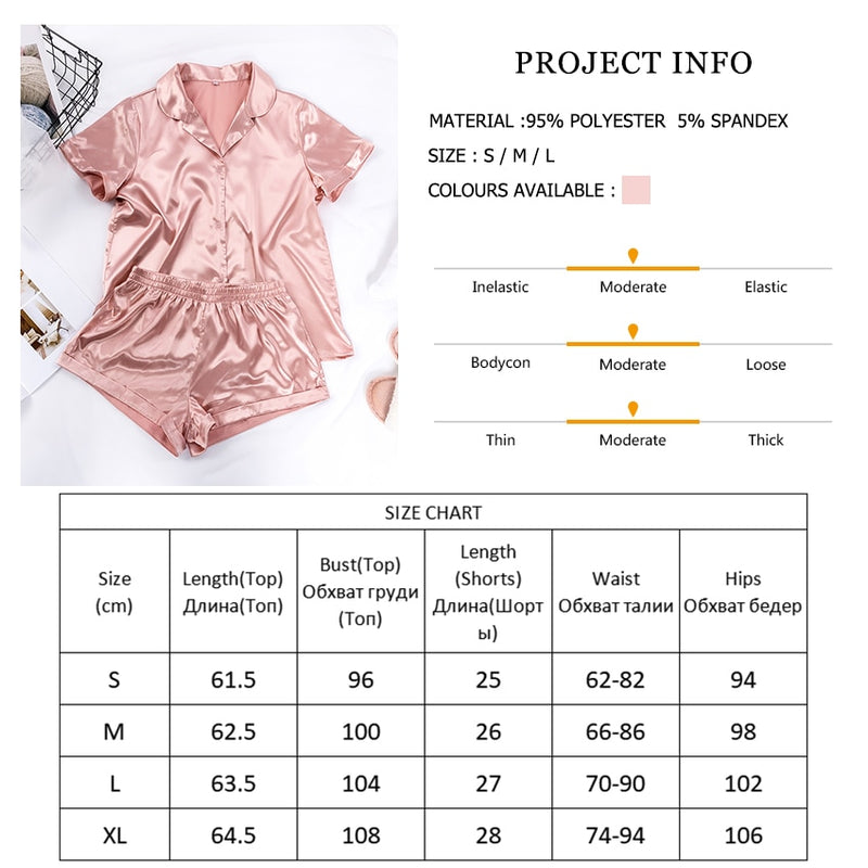 Suphis 5 Colors Satin Nightshirt With Shorts Nightwear Suit Silk Pyjama Short Sleeve Casual Pajama Sets Women Sleepwear Summer