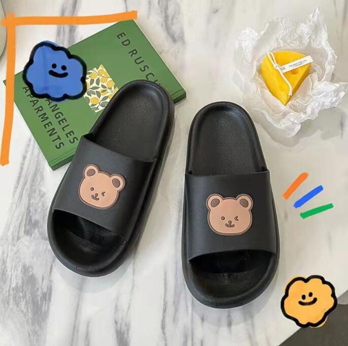 REAVE CAT New 2022 Women Slippers Open Toe 2cm Heels Cute Cartoon Bear Stylish Soft Comfort Non-Slip Bathroom Summer A3769