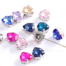 12mm Crystal Triangle Shape Glass Sew On Rhinestones With Silver Claw Sew on Beads for Clothing Accessories Shoes Diy