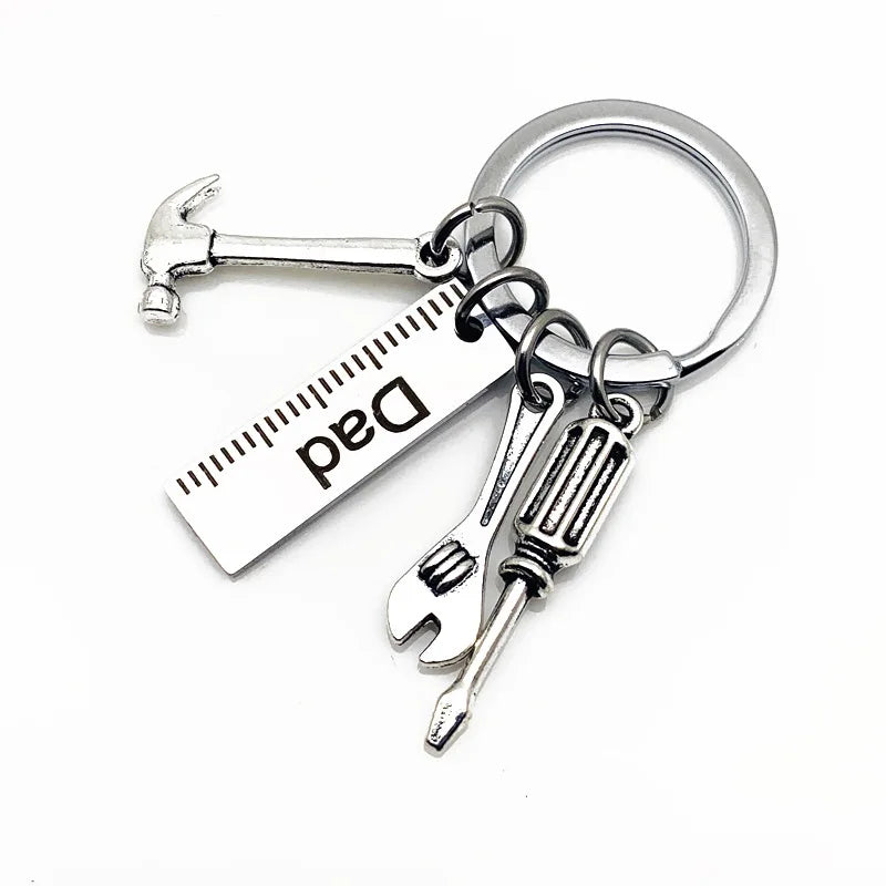 Fashion Dad Letters Keychains Creative Hammer Screwdriver Wrench Keyring Handbag Decor Tassel Hanging Pendant Father's Day Gifts