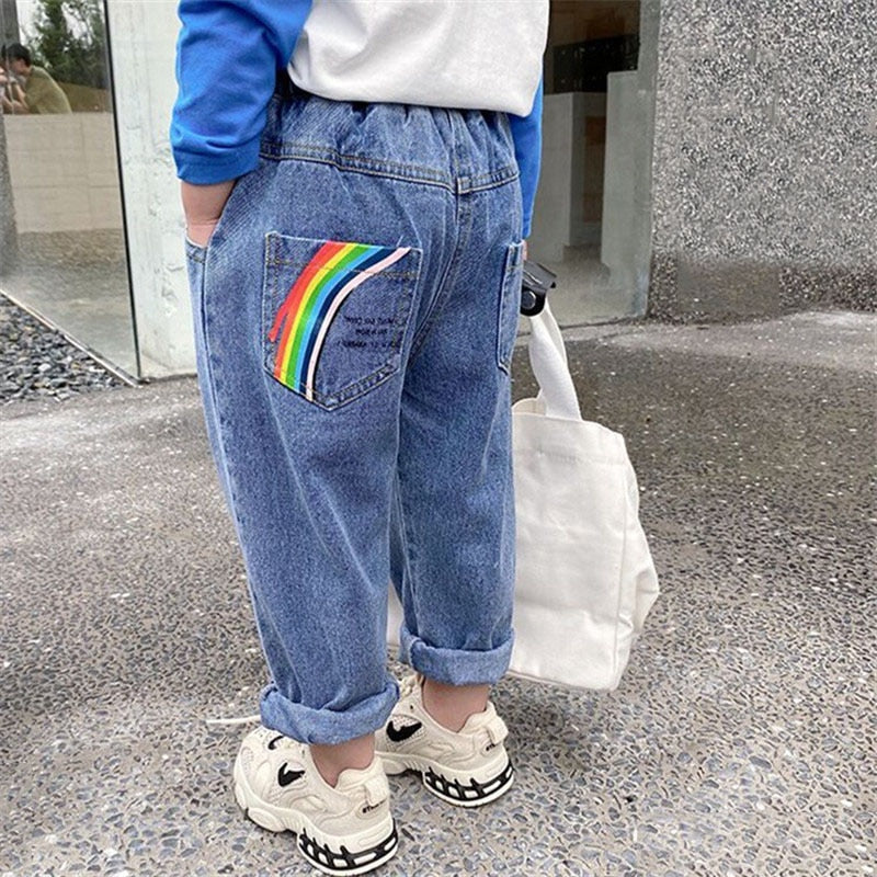 2-7T Jeans For Girls Elegant Bow Cute Denim Pants Sweet Bowknot Stretch Lovely Spring Child Trousers Toddler Kid Baby Steetwear