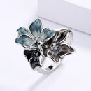 2021 Newest Creative Handmade Epoxy Enamel Blue Flower Ring For Ladies Party Birthday Wedding Jewelry Gift