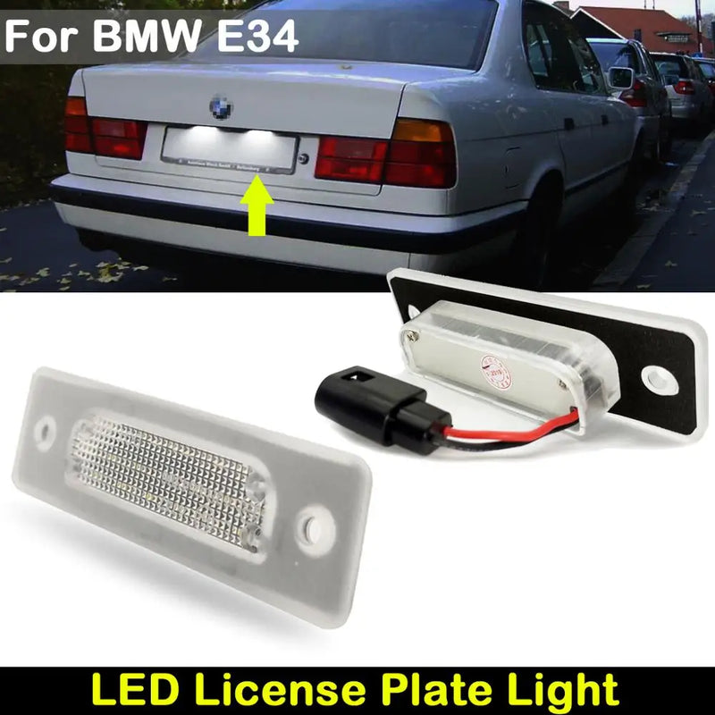 For BMW E34 520 525 530 535 540 M5 1988-1996 E32 1986-1994  Car Rear White LED License Plate Light Number Lamp