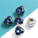 12mm Crystal Triangle Shape Glass Sew On Rhinestones With Silver Claw Sew on Beads for Clothing Accessories Shoes Diy