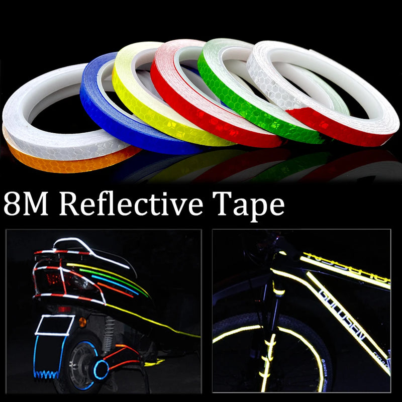 8 Meter Car Reflective Stripe Stickers Tape for Motorcycle Bike Body Rim Wheel Stripe Tape Decorative Reflector Blue/Red/Yellow