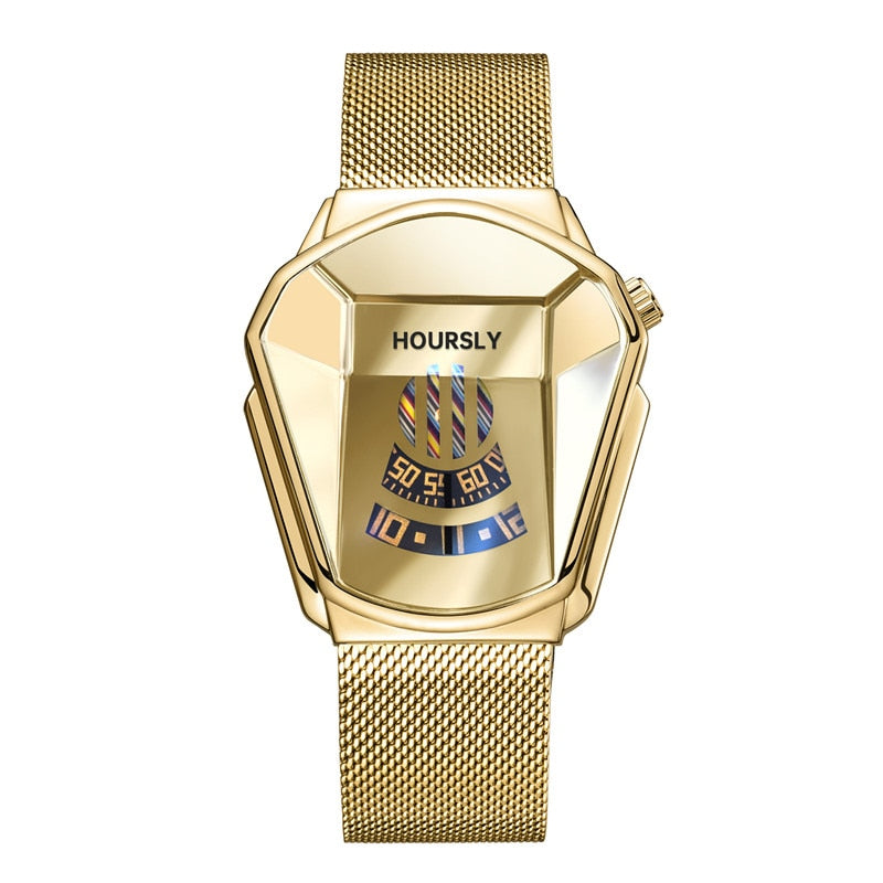 Luxury HOURSLY Brand Trend Cool Men's Wrist Watch Stainless Steel Technology Fashion Quartz Watch For Men 2022 Relogio Masculino