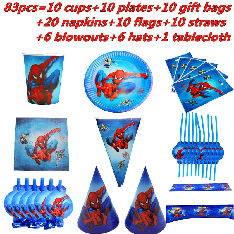 10/20 people Spiderman Theme Birthday Party Decorations Set Paper Cup 7inch Plate Superhero Baby Shower Kids Boys Party Supplies