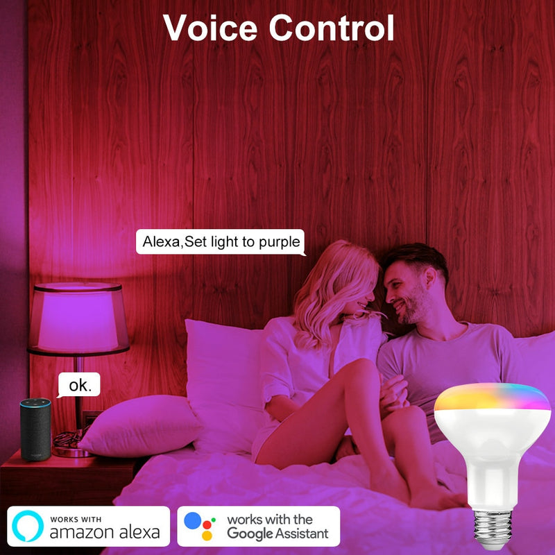 Tuya Smart LED Bulb E27 15W WiFi Light Dimmable RGB + Warm + White Work with Alexa Google Home Smart Life APP Voice Control