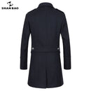 Navy blue wool coat business casual brand clothing 2019 winter luxury high quality thick warm double row button men's slim coat