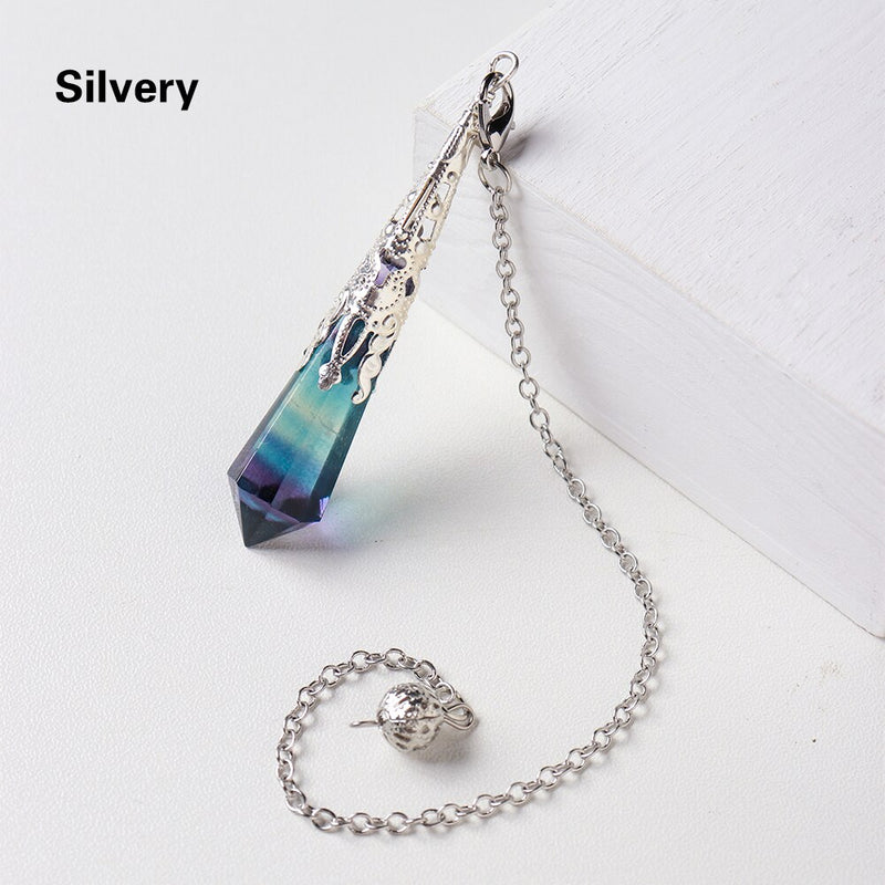 Natural Rainbow Fluorite Nimble Pendulum Striped Crystal Fluorite Divination Energy Health gem quartz Ornament Pendant