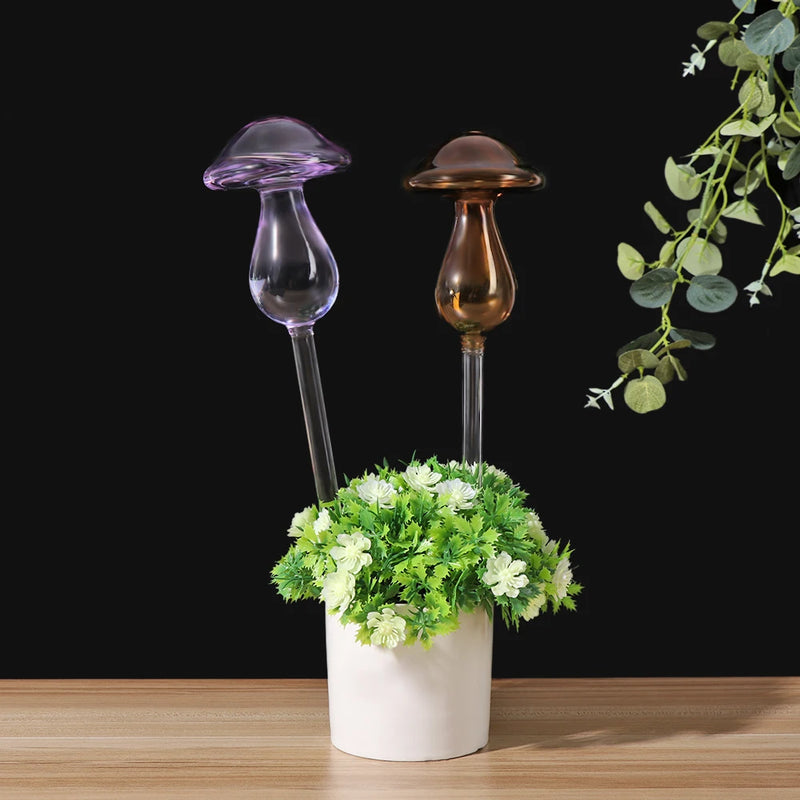 1PC New Multicolor Glass Mushroom Design Plant Watering Kits Plant Flowers Water Feeder Self Watering Home Garden Supplies