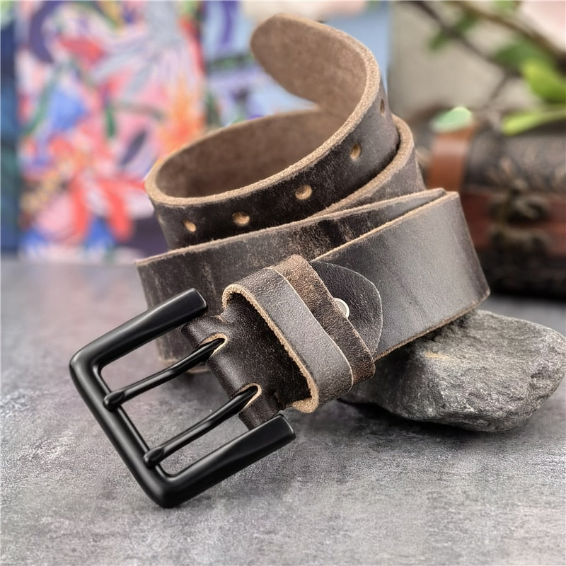 Double Pin Vintage Belt Buckle Super Wide 4.2CM Genuine Leather Men Belt Luxury Ceinture Homme Jeans Cinturon Mujer MBT0018