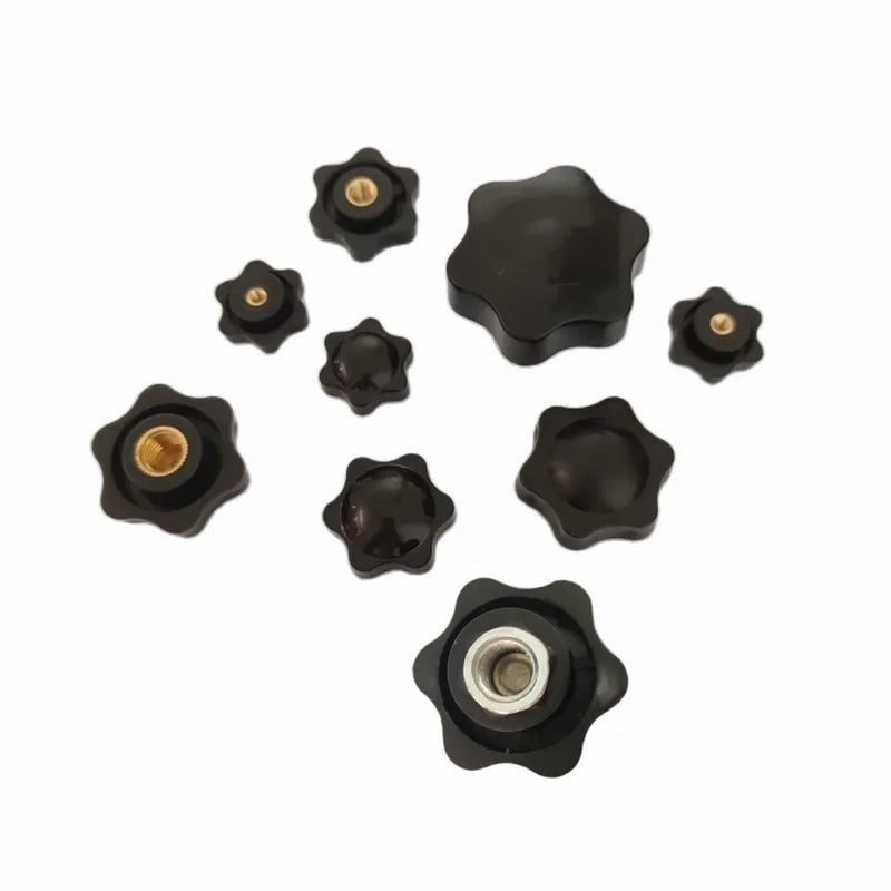 5PCS M4 M5 M6 M8 M10 M12 Plum Hand Tighten Nuts Handle Thread Mechanical Black Thumb Nuts Clamping Knob Manual Nuts Perforated