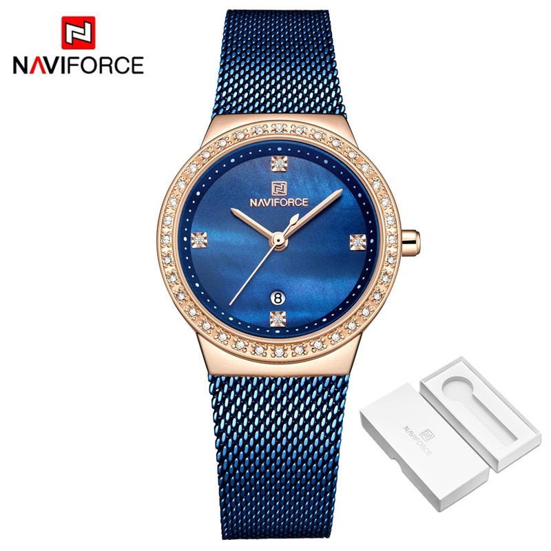 Women Watch NAVIFORCE Fashion Casual Quartz Watches Ladies Waterproof Wristwatch Stainless Steel Girl Clock Relogio Feminino