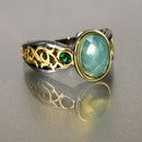 DreamCarnival1989 Oval Green Zirconia Ring Women Solitaire Wedding Special Design Craft Band Vintage Jewelry Hot Pick WA11792