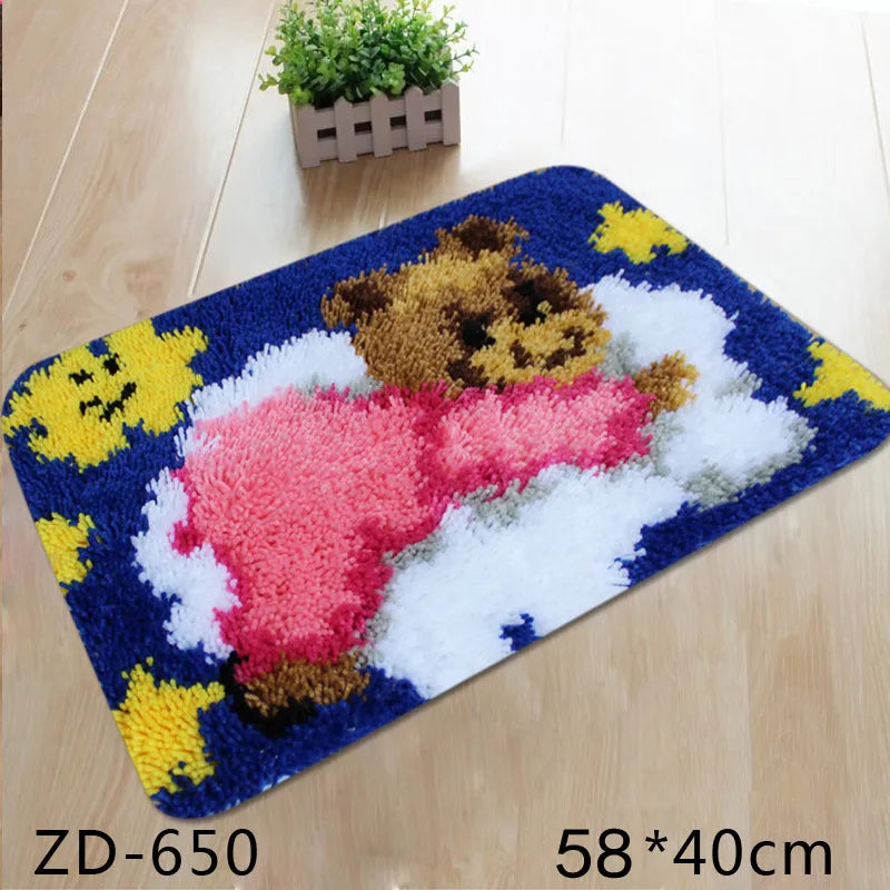 ZD538 Ground Mat Cushion Latch Hook Kit Embroidery DIY Craft Cross Stitch Needlework Embroidery Counted Cross-Stitching Kit Set