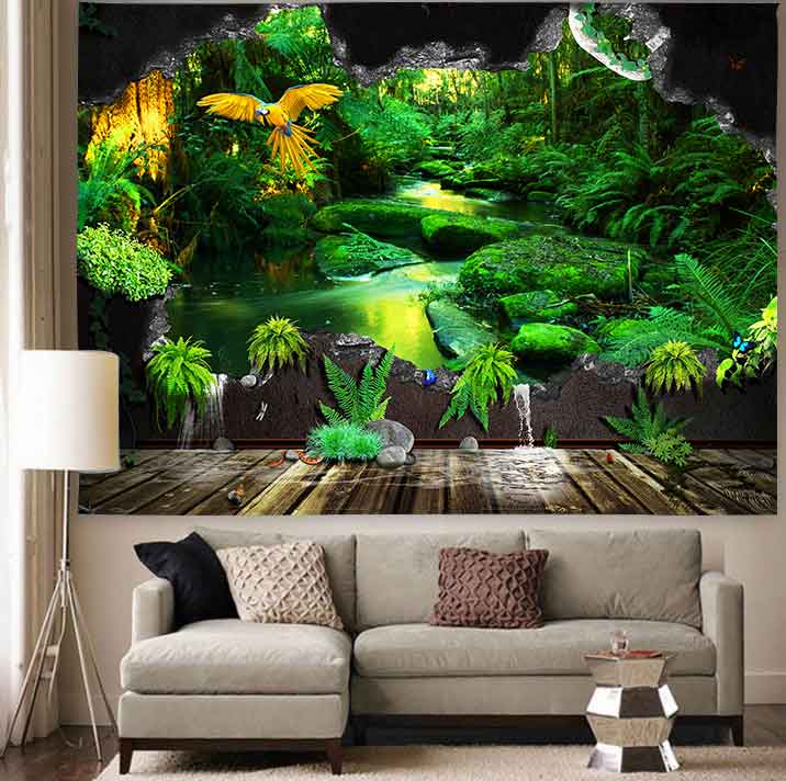 Simsant Psychedelic Forest Tapestry Mushroom Castle Fairy Tale Wall Hanging Tapestries for Living Room Bedroom Home Dorm Decor