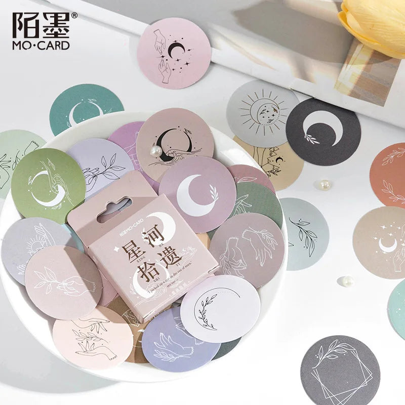 45 Pcs Moon River Scrapbooking Stickers Stars Moon Stickers For Journal Planners Suitcase Diary Arts Diy Craft