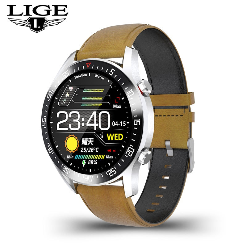 LIGE Smart Watch Men Touch Screen Watch Heart Rate Blood Pressure Monitoring Information Reminder Bluetooth Call Man Smartwatch