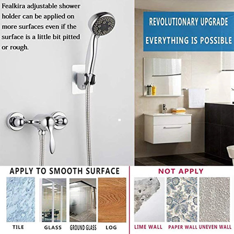 Useful Adjustable Polished Self-adhesive Handheld Suction Up Drill-free Shower Head Holder Showerhead Rack Punch-free Adjustable