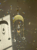 Handmade Fairy Dancing Under Moon Stars Sun Catcher Fairy Realm Celestial Gold Witchcraft Boho Decor Witchy Crystal Sun Catchers