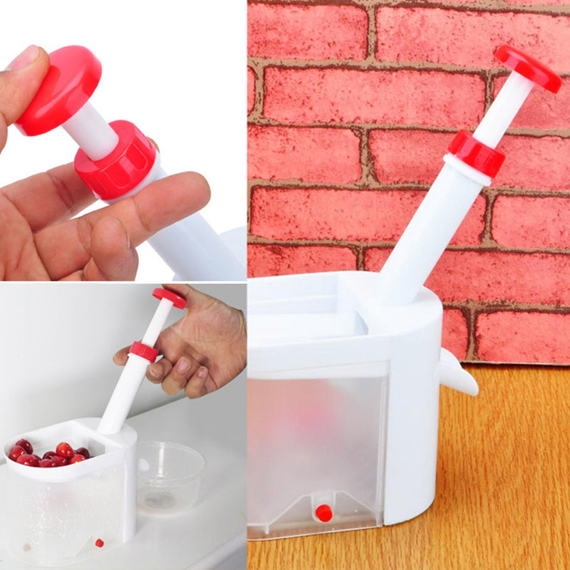 Cherry Corer With Container Kitchen Gadgets Tools Novelty Super Cherry Pitter Stone Corer Remover 10pcs Cherry Pitters Pad