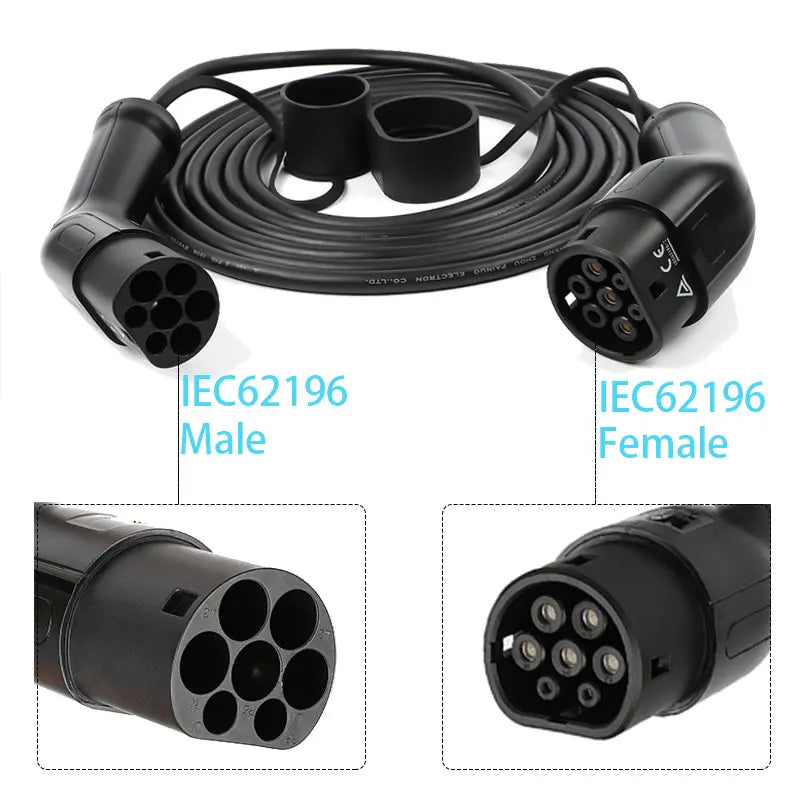 Electric Car Charging Cable Type 2 22KW-3.5KW Mennekes Waterproof IP66 3 Phase 1 Phase