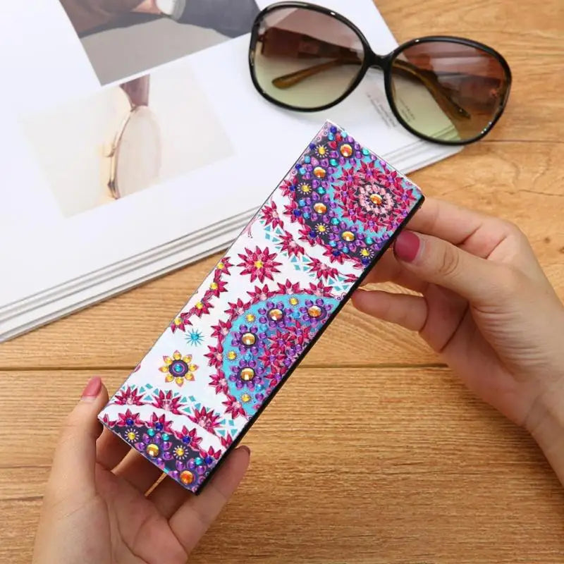 DIY Diamond Painting Eye Glasses Storage Box Travel Leather Sunglasses Case Special Shaped Diamond Storarage Box