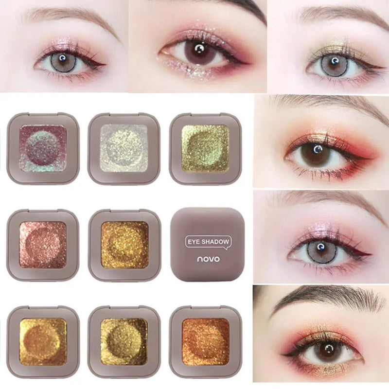 NOVO Pigment Shadows Glitter Eyeshadow Lasting Single Fingertip eye shadow New Trend Color Shimmer Metallic Eye Makeup Cosmetics