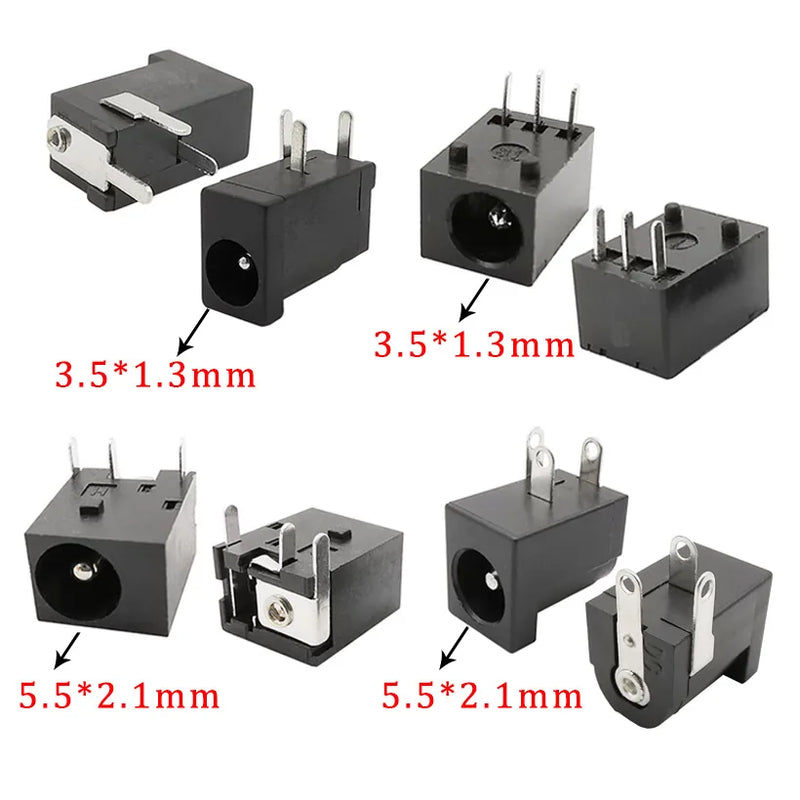 10Pcs DC Power Jack Socket Connector 5.5*2.1mm 3.5x1.3mm Male Female DC005 DC022 DC099 DC plug socket Nut Panel Mount Adapter